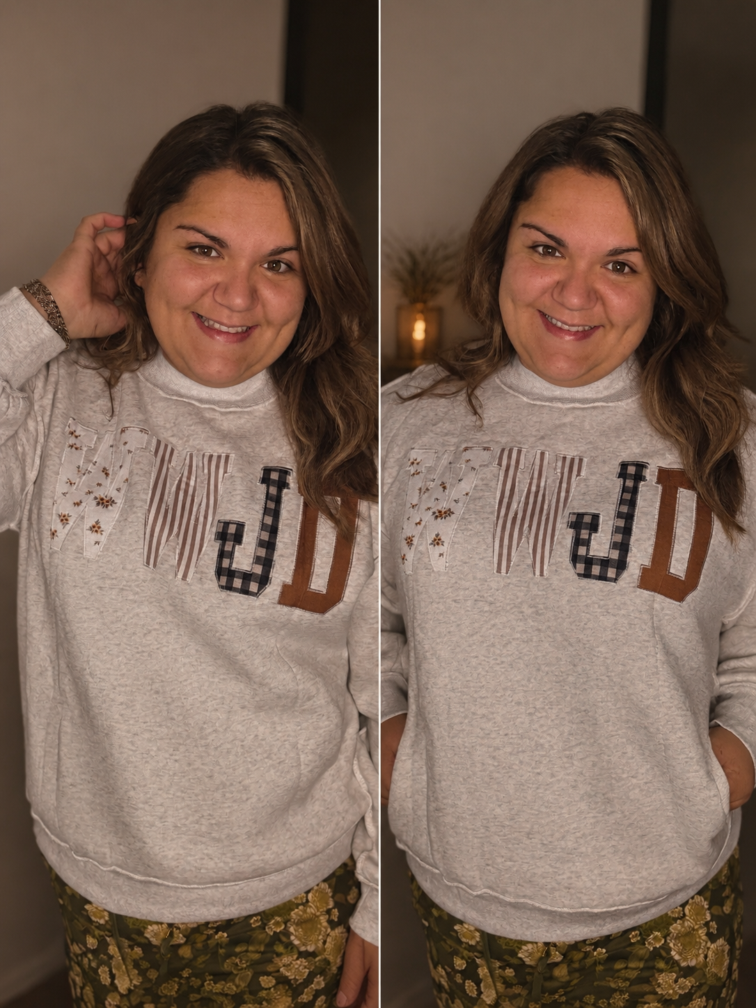 WWJD Embroidered Patchwork Sweatshirt | Christian Clothing