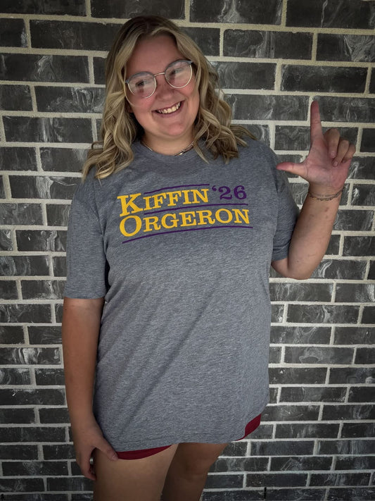 Kiffin ’26 Orgeron LSU Football Graphic Tee | Louisiana Game Day Shirt