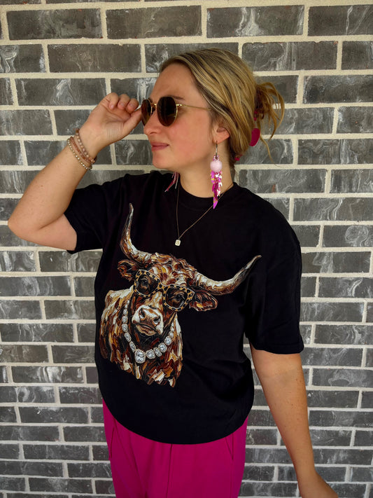 The Boujee Longhorn Tee – Black