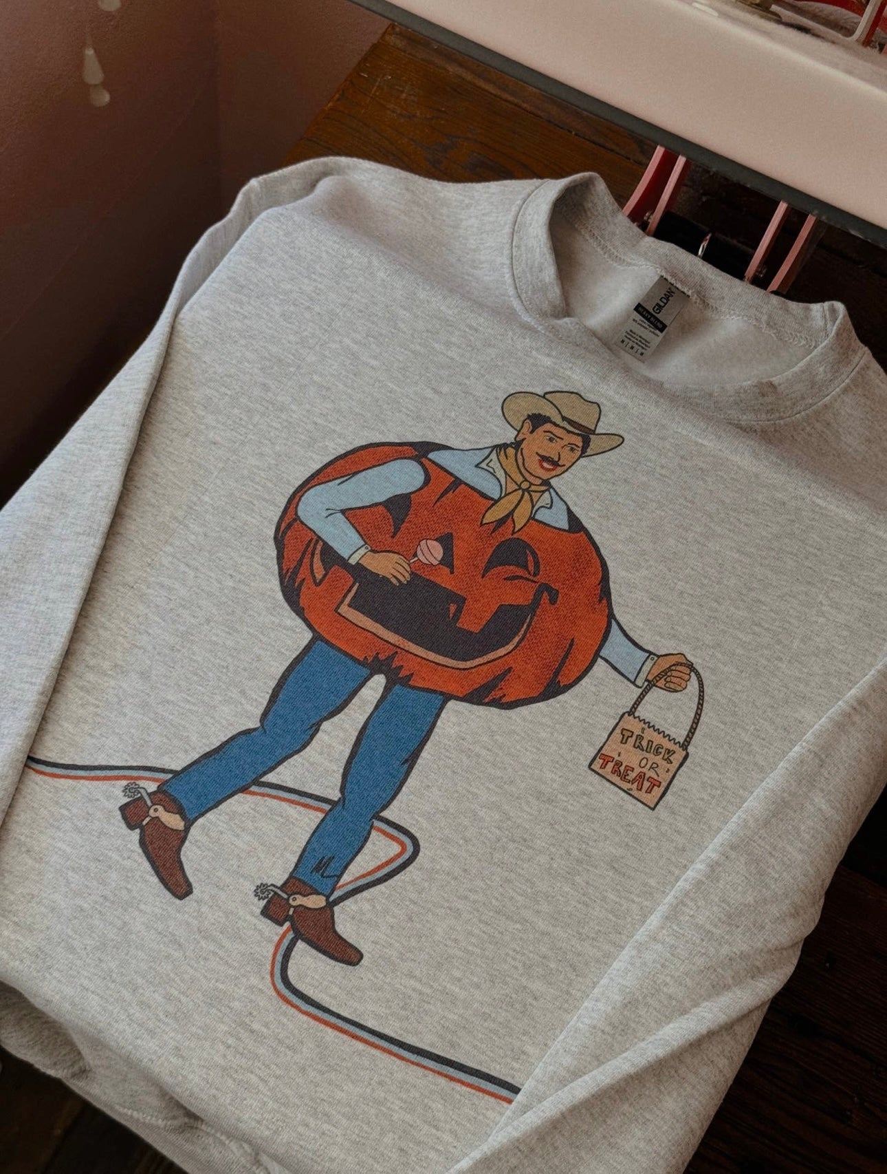 Trick or treat cowboy crew neck