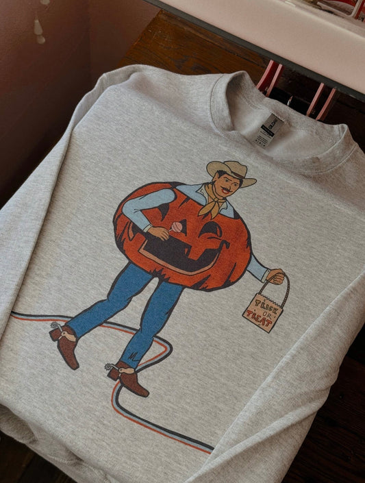 Trick or treat cowboy crew neck